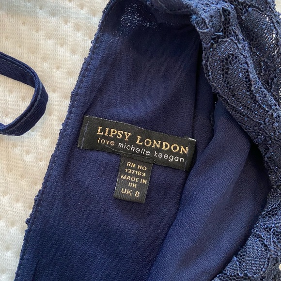 Lipsy London, UK 8/US 4, Navy Blue Glitter Dress - Picture 3 of 3
